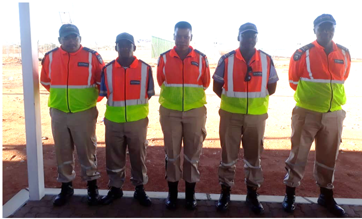 Officers Ilanga Solar parade Officers on parade at Ilanga Solar in the Northern Cape