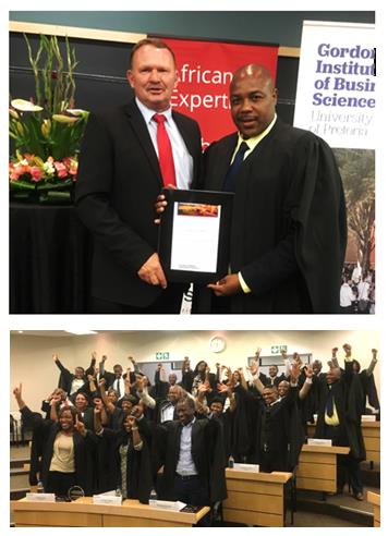 Thorburn Manager, Tebogo Mdluli pictured with Managing Director for the Northern Region, Dolf Scheepers, and the graduate class of 2016